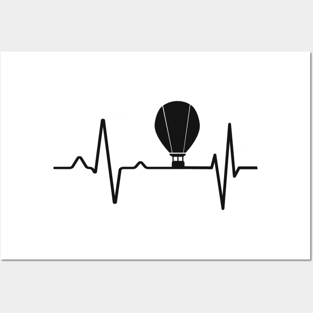 Hot Air Balloon Balloonist Pulse Stroke Wall Art by Foxxy Merch